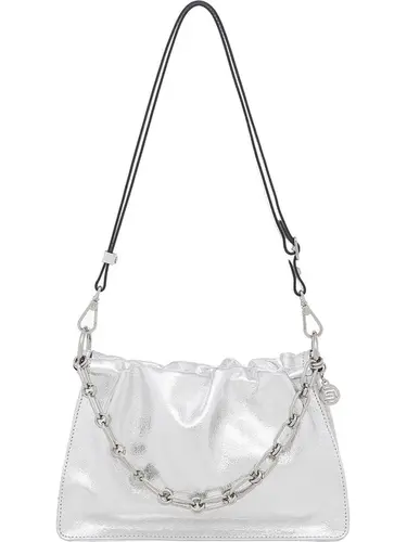 Bolsa Tiracolo Couro Prata Pequena 77005.25