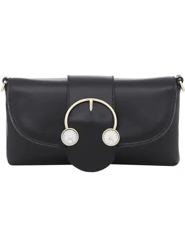 Bolsa Tiracolo Couro Preto Pequena 77032.25