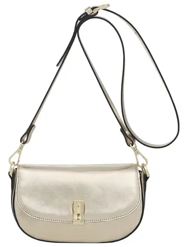 Bolsa Tiracolo Couro Metalizado Ouro Light Media 78003.25
