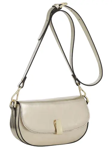 Bolsa Tiracolo Couro Metalizado Ouro Light Media 78003.25