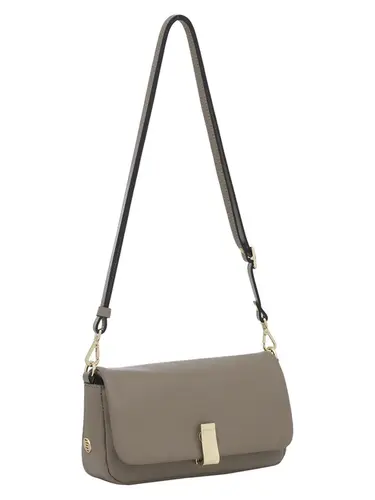 Bolsa Tiracolo Couro  Taupe Pequena 78005.25