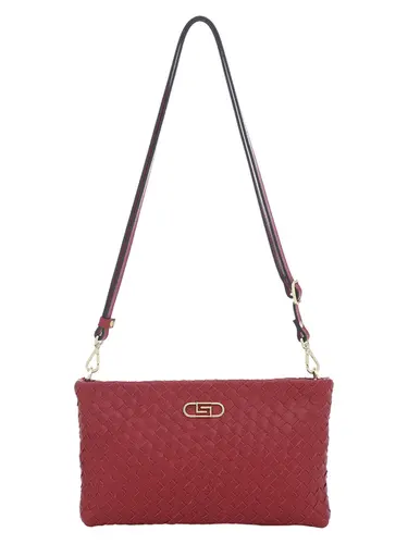 Bolsa Transversal Couro Tresse Cereja Pequena 78011.25