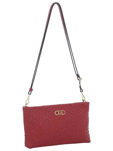 Bolsa Transversal Couro Tresse Cereja Pequena 78011.25