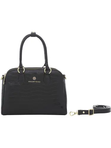 Bolsa Transversal Couro Croco Preto Media 78007.25
