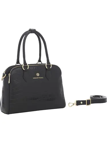 Bolsa Transversal Couro Croco Preto Media 78007.25