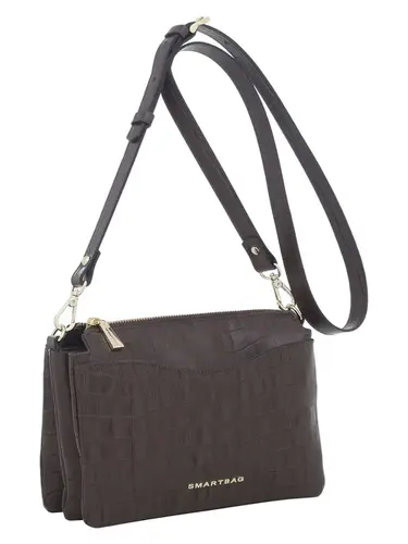 Bolsa Transversal Couro Croco Chocolate Pequena 78022.25