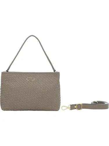 Bolsa Mao Couro Tresse Taupe Media 78012.25