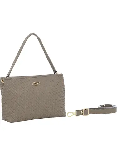 Bolsa Mao Couro Tresse Taupe Media 78012.25