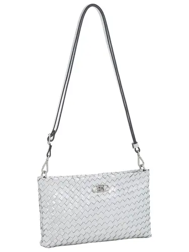 Bolsa Transversal Couro Tresse Metalizado Prata Pequena 78011.25