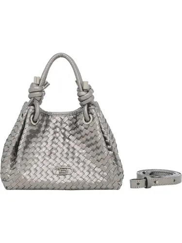 Bolsa Mao Couro Tresse Metalizado Inox Media 78014.25