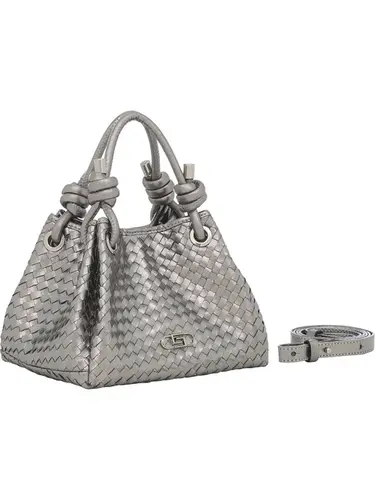 Bolsa Mao Couro Tresse Metalizado Inox Media 78014.25
