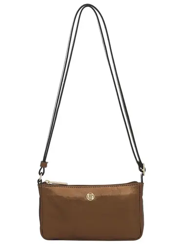 Bolsa Transversal Couro Metalizado Bronze Pequena 78053.25