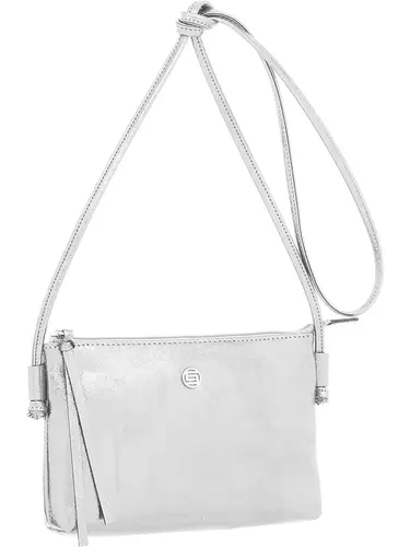 Bolsa Transversal Couro Metalizado Prata Pequena 78245.25