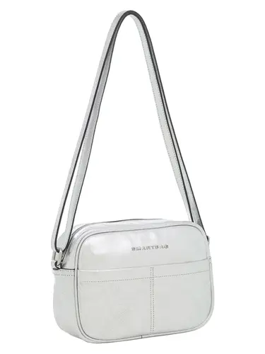 Bolsa Transversal Couro Metalizado Prata Media 78037.25