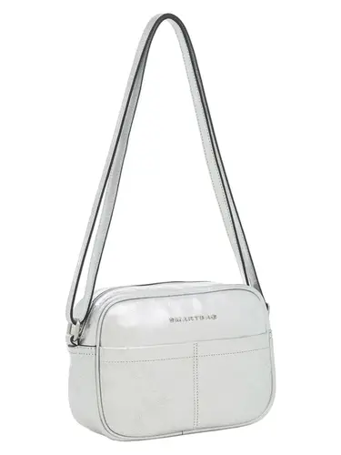 Bolsa Transversal Couro Metalizado Prata Media 78037.25