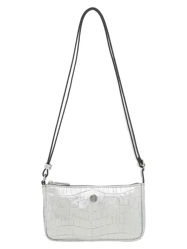Bolsa Transversal Couro Metalizado Prata Pequena 78053.25