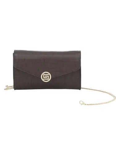 Bolsa Transversal Couro Croco Chocolate Pequena 78056.25