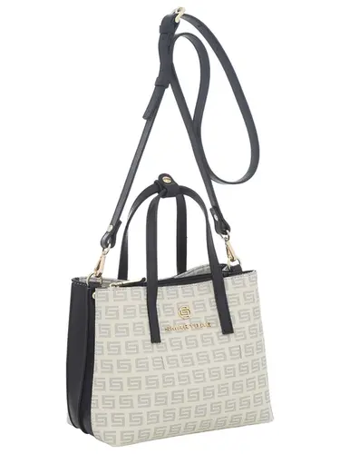 Bolsa Transversal Milano Creme/Preto Pequena 87002.25