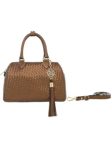 Bolsa Tote  Couro Tresse Metalizado Bronze Media 78031.25
