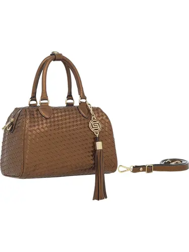 Bolsa Tote  Couro Tresse Metalizado Bronze Media 78031.25