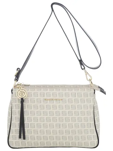 Bolsa Transversal Milano Creme/Preto Media 87022.25