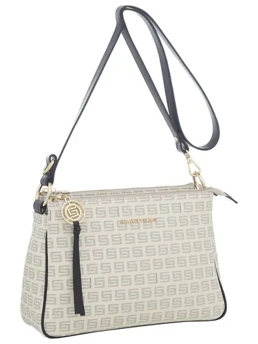 Bolsa Transversal Milano Creme/Preto Media 87022.25