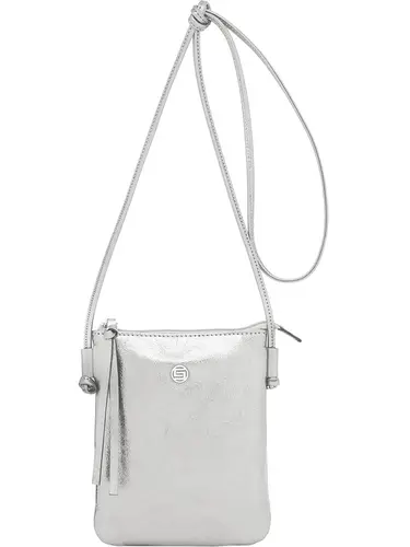 Bolsa Transversal Couro Metalizado Prata Pequena 78246.25