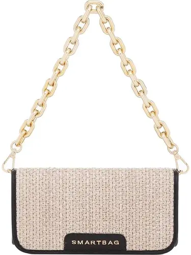 Clutch Smartbag Tresse Palha/Couro Preto - 73042.23