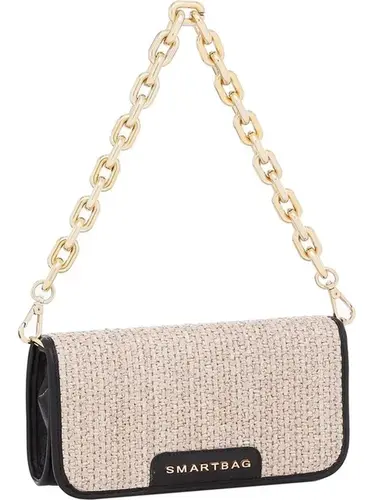 Clutch Smartbag Tresse Palha/Couro Preto - 73042.23