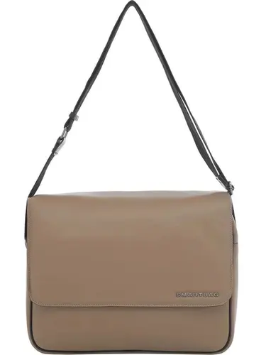 Bolsa Transversal Smartbag Couro Taupe/Preto - 74104.23