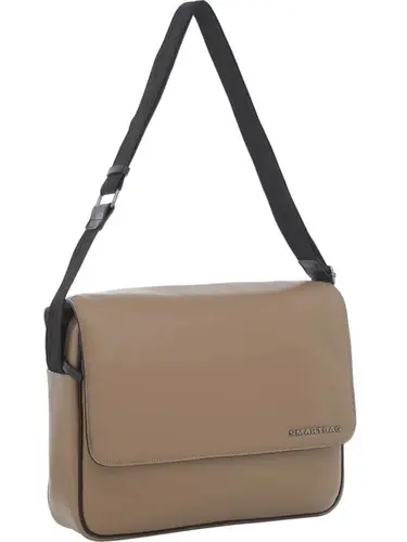 Bolsa Transversal Smartbag Couro Taupe/Preto - 74104.23