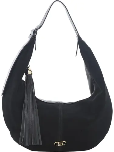Bolsa Hobo Couro Camurca Preto Media 78077.25