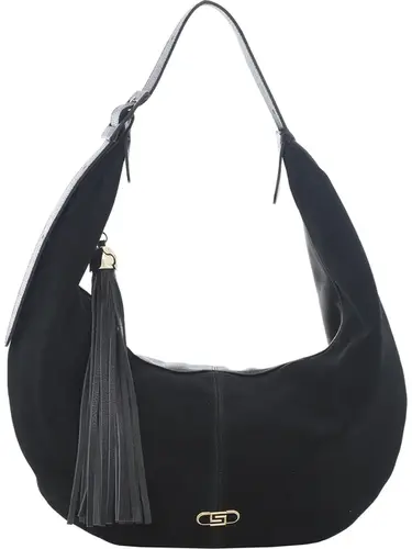Bolsa Hobo Couro Camurca Preto Media 78077.25