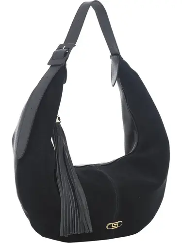 Bolsa Hobo Couro Camurca Preto Media 78077.25
