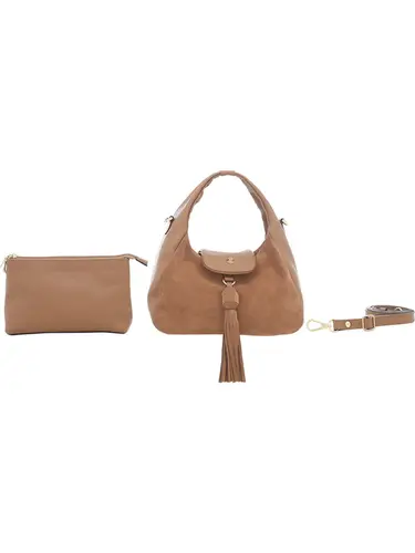 Bolsa de Mão Couro Camurça Caramelo Media 78086.25