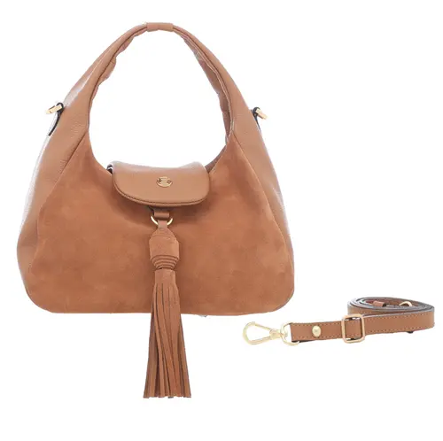 Bolsa de Mão Couro Camurça Caramelo Media 78086.25