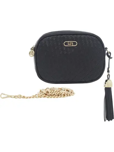 Bolsa Transversal Couro Tresse Preto Pequena 78064.25
