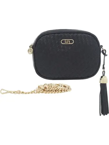 Bolsa Transversal Couro Tresse Preto Pequena 78064.25