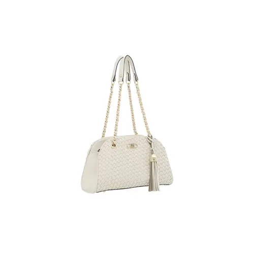 Bolsa Tiracolo Couro Tresse OffWhite Media 78065.25