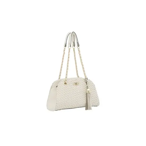 Bolsa Tiracolo Couro Tresse OffWhite Media 78065.25