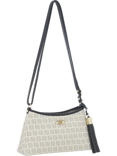 Bolsa Transversal Milano Creme/Preto Pequena 87016.25