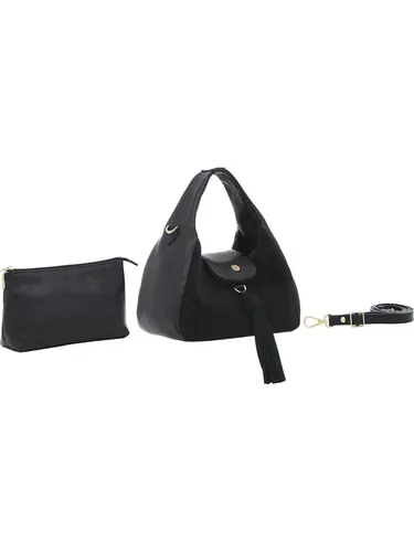 Bolsa de Mão Couro Camurça Preto Media 78086.25