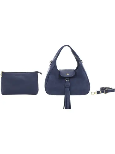 Bolsa de Mão Couro Camurça Marinho Media 78086.25