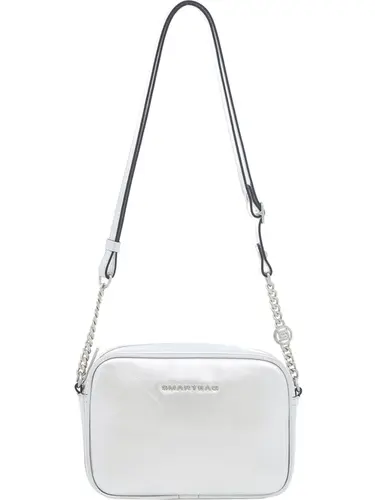 Bolsa Transversal Couro Metalizado Prata Pequena 78067.25