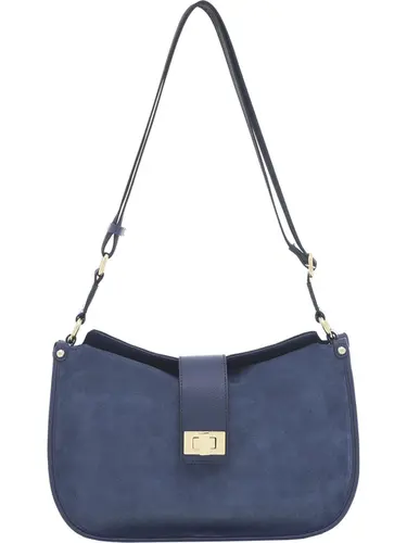 Bolsa Transversal Couro Camurça Marinho Pequena 78079.25
