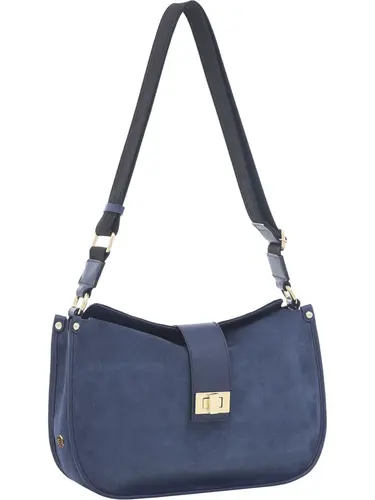 Bolsa Transversal Couro Camurça Marinho Pequena 78079.25