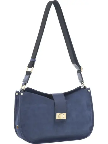 Bolsa Transversal Couro Camurça Marinho Pequena 78079.25