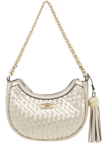 Bolsa Tiracolo Couro Tresse Metalizado Ouro Light Media 78066.25