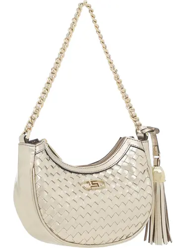 Bolsa Tiracolo Couro Tresse Metalizado Ouro Light Media 78066.25