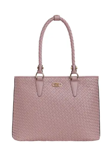 Bolsa Tote Couro Tresse Rosa Grande 79012.26